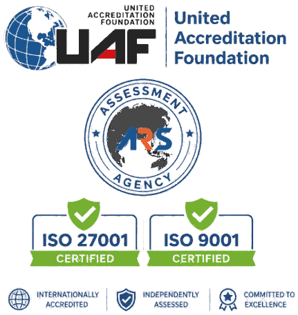 ISO/IEC 27001 and ISO 9001 certified, assessed by ARS Assessment Agency and accredited by the United Accreditation Foundation